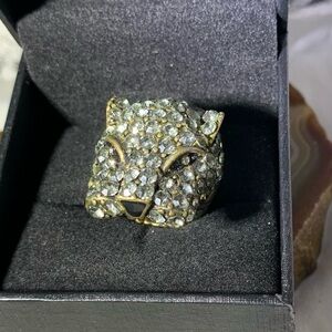 Sparkling Crystal Cocktail Panther Stretch Ring